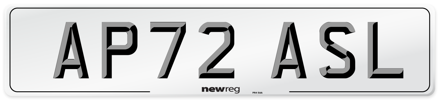 AP72 ASL Number Plate from New Reg